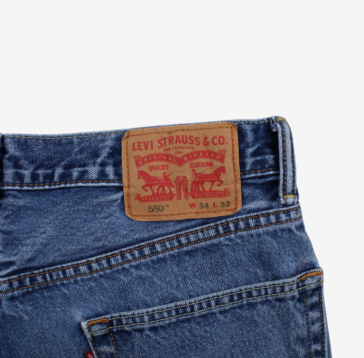 Levis 550 Jeans 34x28 Mens Blue Relaxed Taper Faded Mid Stonewash Denim