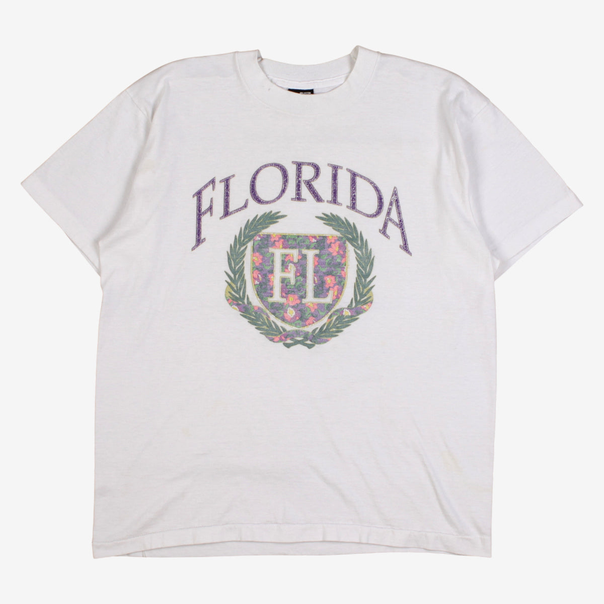 Vintage Fruit Of The Loom T-shirt L Mens 90s White Florida Graphic Single Stitch