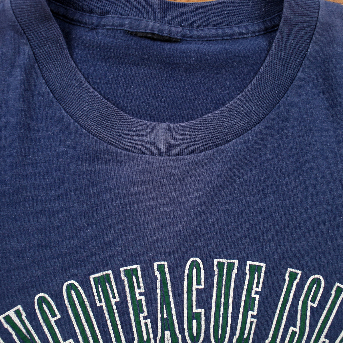 Vintage Single Stitch T-shirt XL 00s Blue Chincoteague Island Graphic Sun Fade