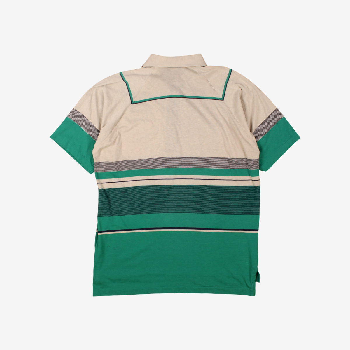 Vintage Szoom Polo Shirt XL Mens 90s Green Striped Colourblock Single Stitch