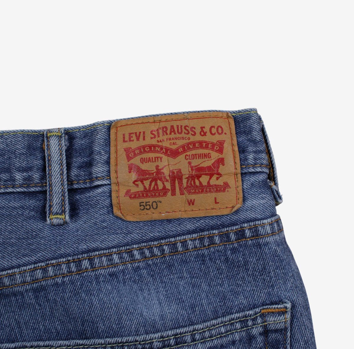 Levis 550 Jeans 44x32 Mens Blue Relaxed Taper Stonewash Red Tab Denim