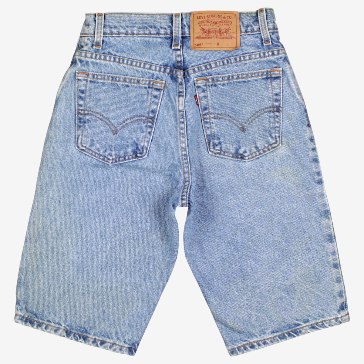 Vintage Levis 505 Denim Shorts Jorts 27 Womens 90s Blue USA Made Regular Western