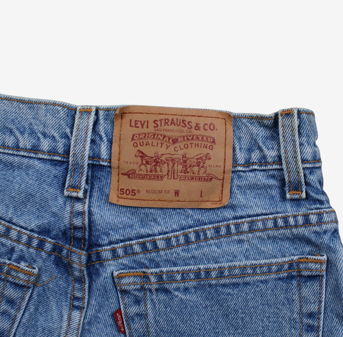 Vintage Levis 505 Denim Shorts Jorts 27 Womens 90s Blue USA Made Regular Western