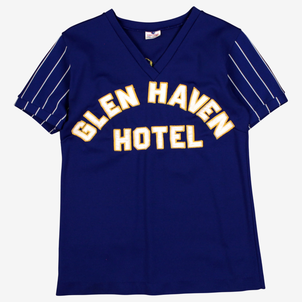 Vintage East Tenn T-shirt M Womens 80s Blue Jersey Graphic V-neck