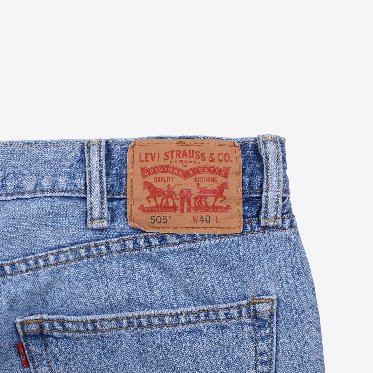 Levis 505 Denim Shorts Jorts 40 00s Blue Light Wash Summer Style