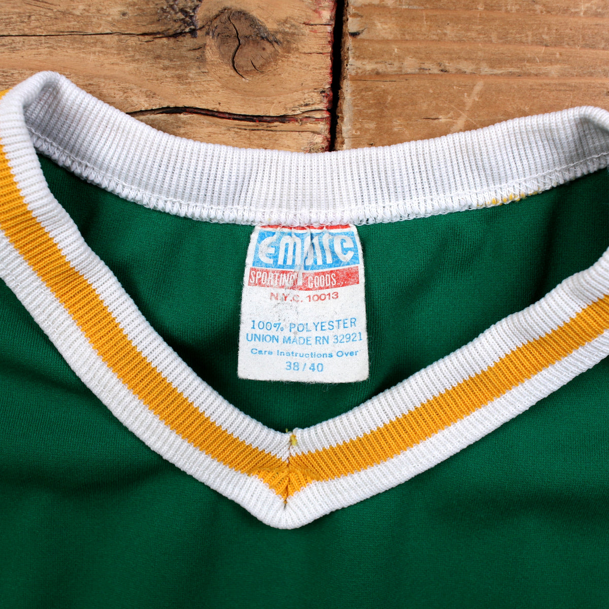 Vintage Empire Ringer T-shirt 38 Mens 80s Green Sporting Goods Jersey Union Made