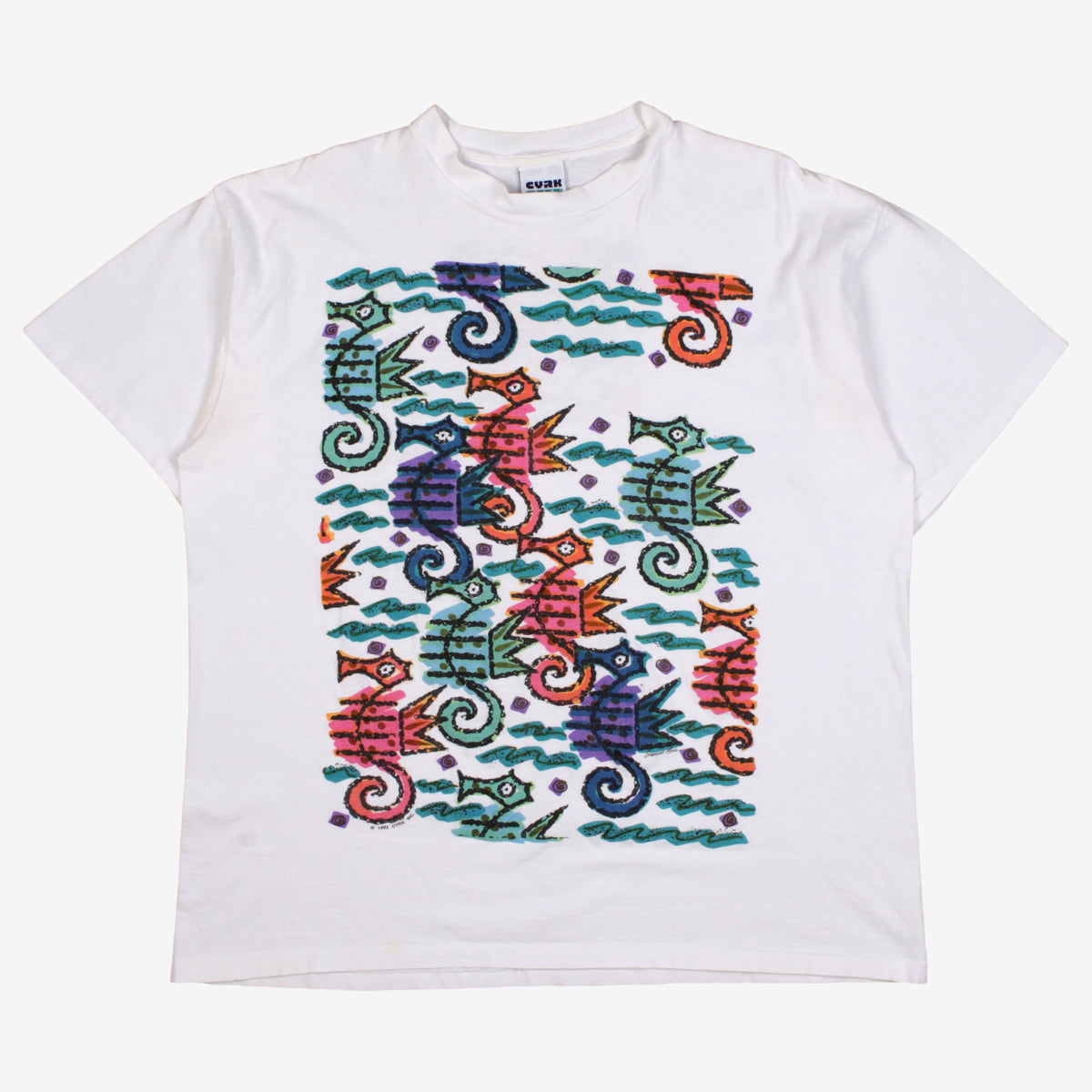 Vintage Cyrk Sport T-shirt XL Mens 90s White Seahorse Single Stitch USA Made