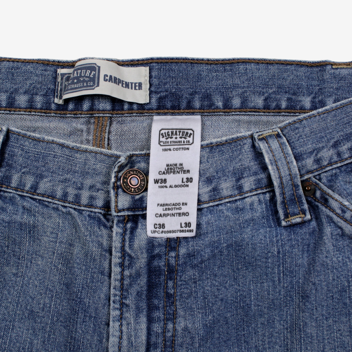 Levis Signature Carpenter Jeans 36x30 Mens Blue Stonewash Denim Workwear Wide
