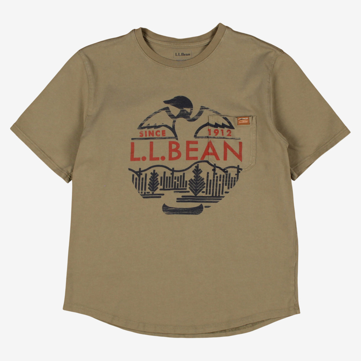 L L Bean T-shirt M Mens 00s Green Pocket Outdoor Nature Camping Hiking