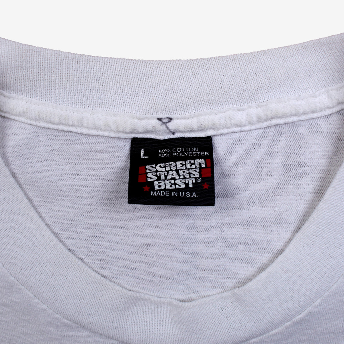 Vintage Screen Stars T-shirt M Mens 90s White Running Athletic Single Stitch USA
