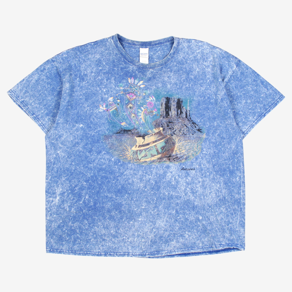 Vintage Gildan T-shirt 2XL Mens 00s Blue Arizona Desert Graphic Stone Wash