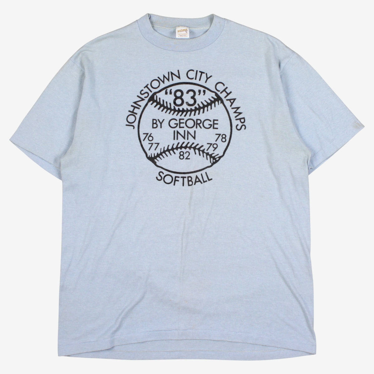 Vintage Sportswear T-shirt XL Mens 80s Blue Softball Graphic Single Stitch 50/50