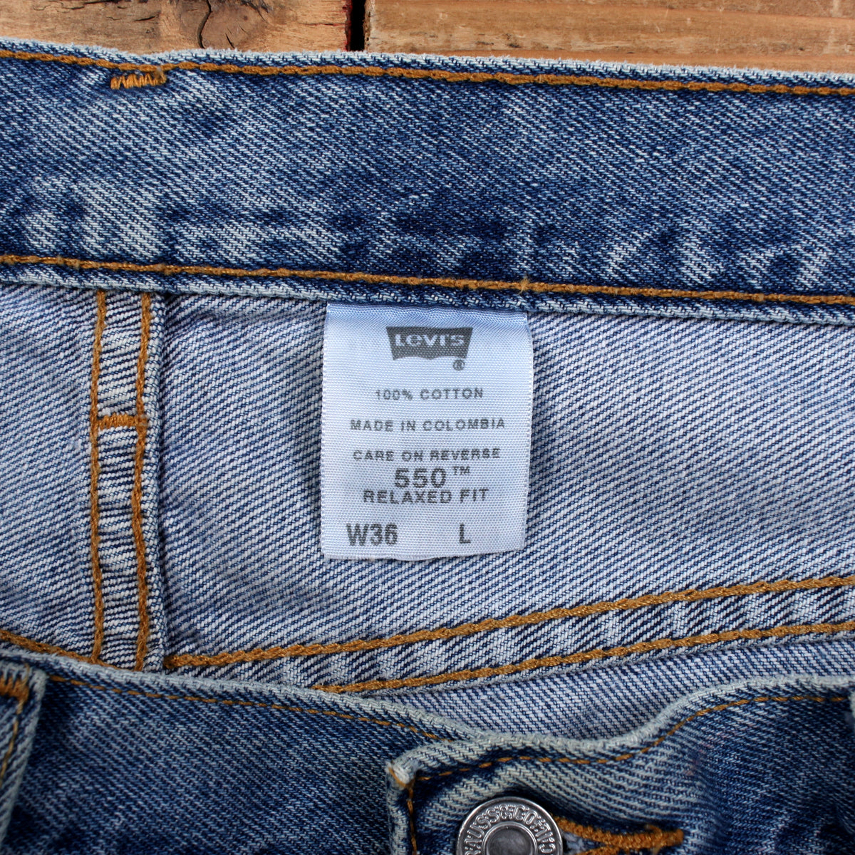 Levis 550 Denim Baggy Shorts Jorts 36 00s Blue Relaxed Light Wash Summer