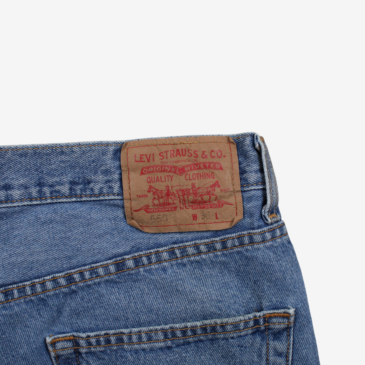 Levis 550 Denim Baggy Shorts Jorts 36 00s Blue Relaxed Light Wash Summer