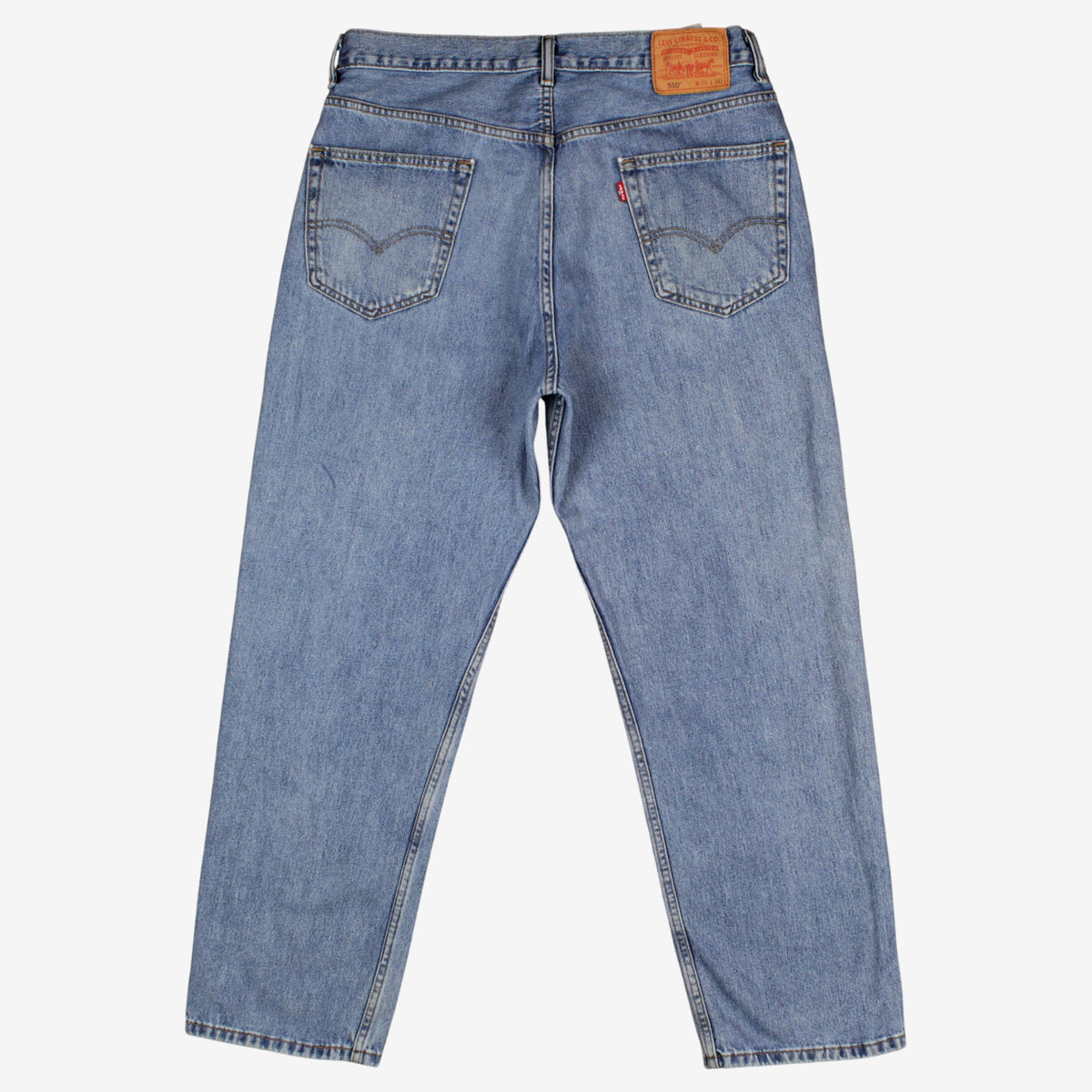Levis 550 Jeans 36x30 Blue Relaxed Taper Faded Stonewash Zip Denim