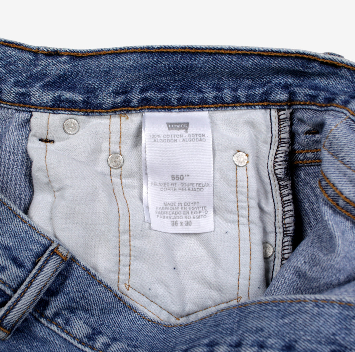 Levis 550 Jeans 36x30 Blue Relaxed Taper Faded Stonewash Zip Denim