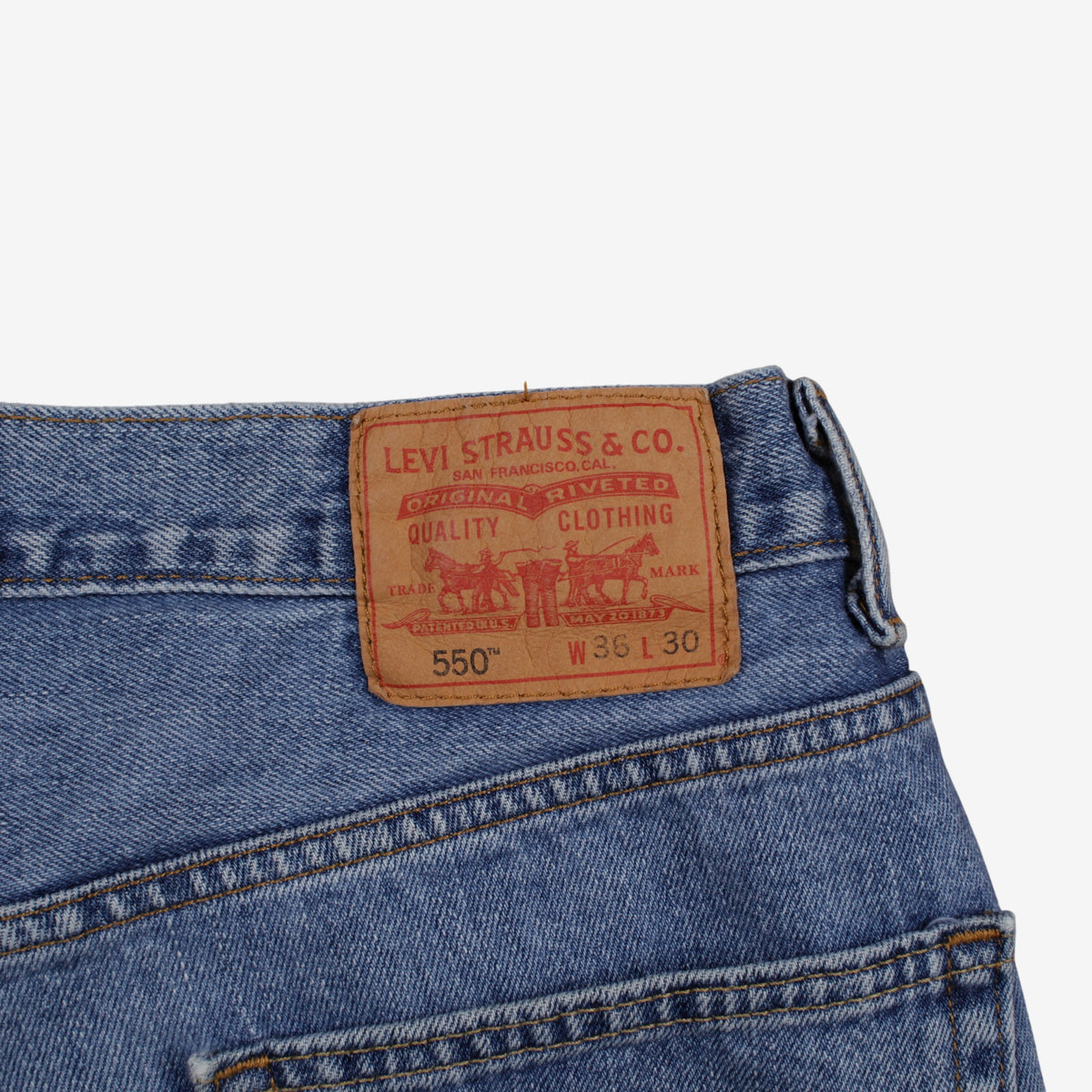 Levis 550 Jeans 36x30 Blue Relaxed Taper Faded Stonewash Zip Denim