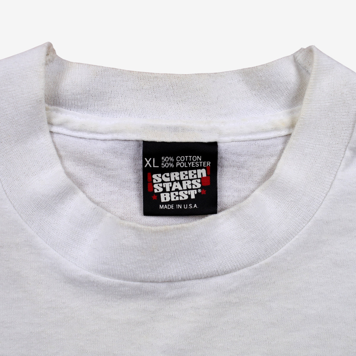Vintage Screen Stars Best T-shirt L Mens 90s White Abstract Single Stitch