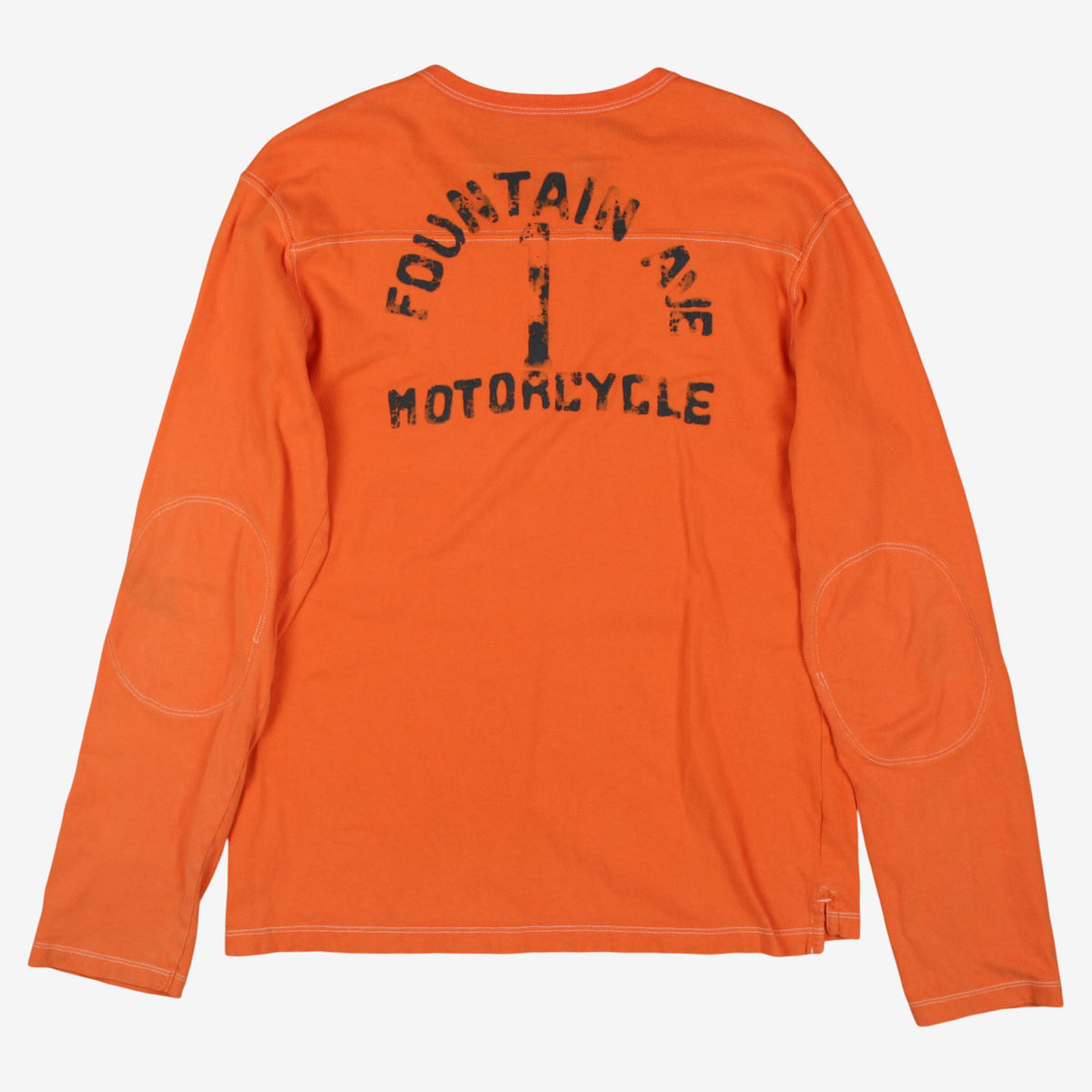 Gap Biker T-shirt L Mens Orange Motorcycle Graphic V-neck Long Sleeve