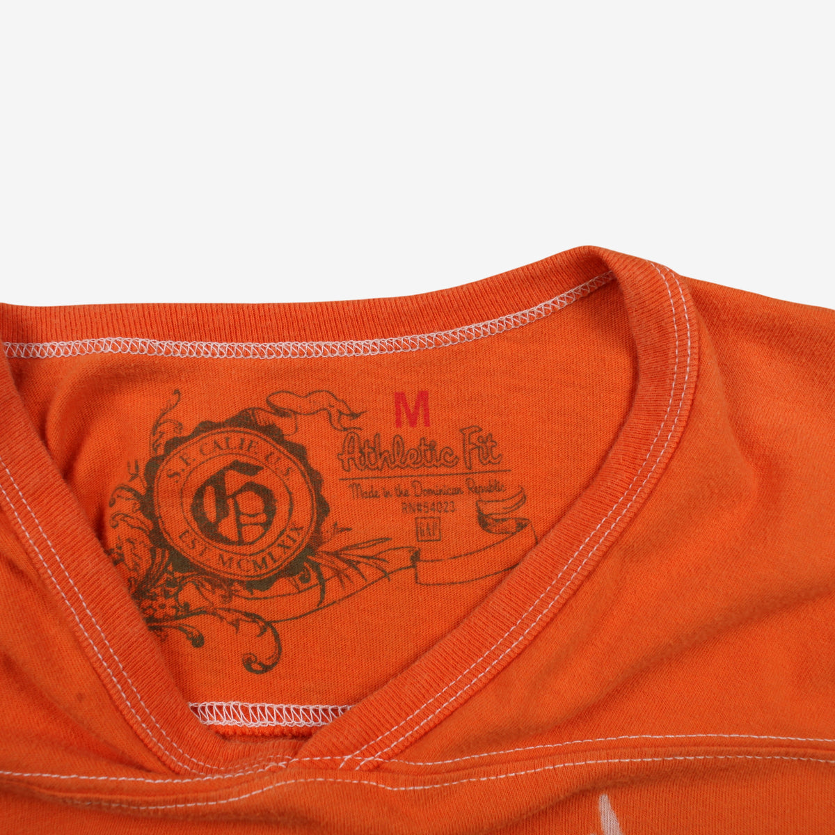Gap Biker T-shirt L Mens Orange Motorcycle Graphic V-neck Long Sleeve