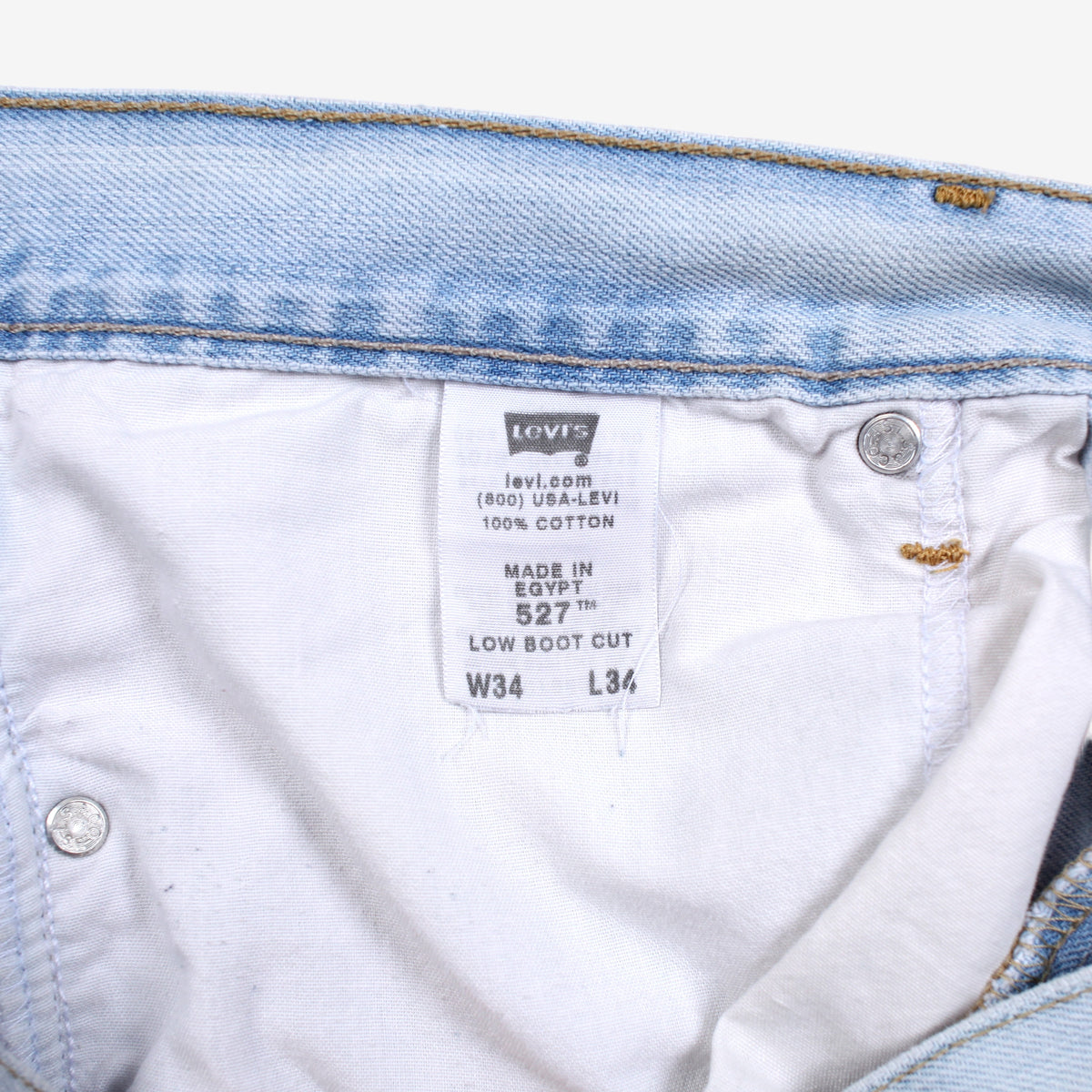 Levis 527 Jeans 34x29 Blue Slim Bootcut Low Boot Cut Light Stonewash Denim