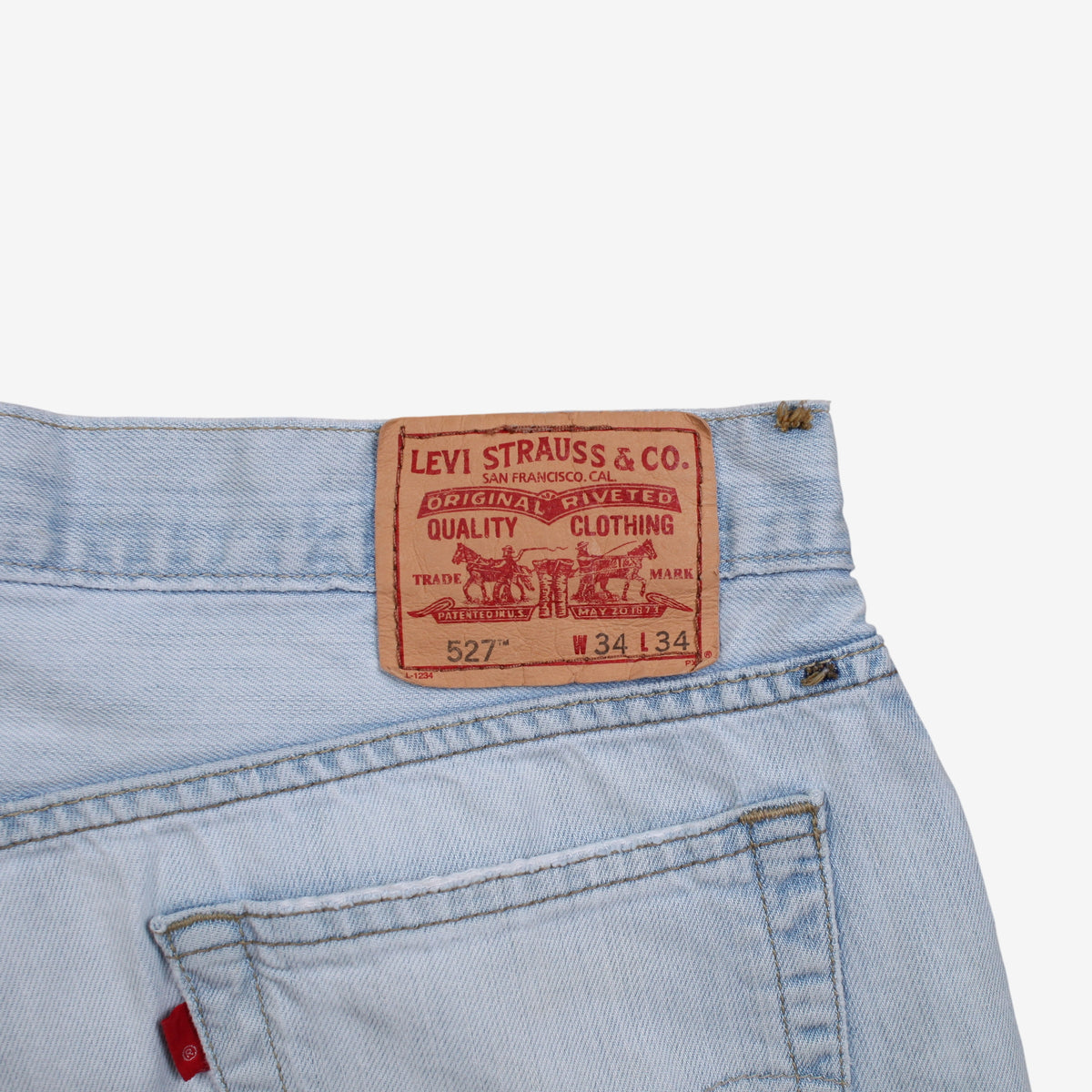 Levis 527 Jeans 34x29 Blue Slim Bootcut Low Boot Cut Light Stonewash Denim