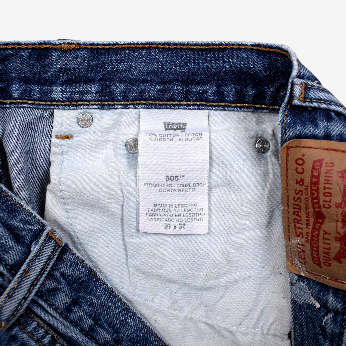 Levis 505 Jeans 31x32 Mens Blue Regular Straight Faded Zip Fly Denim