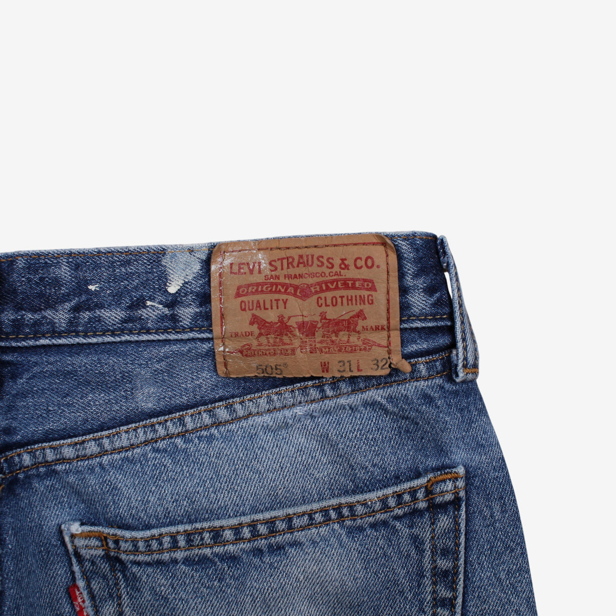 Levis 505 Jeans 31x32 Mens Blue Regular Straight Faded Zip Fly Denim