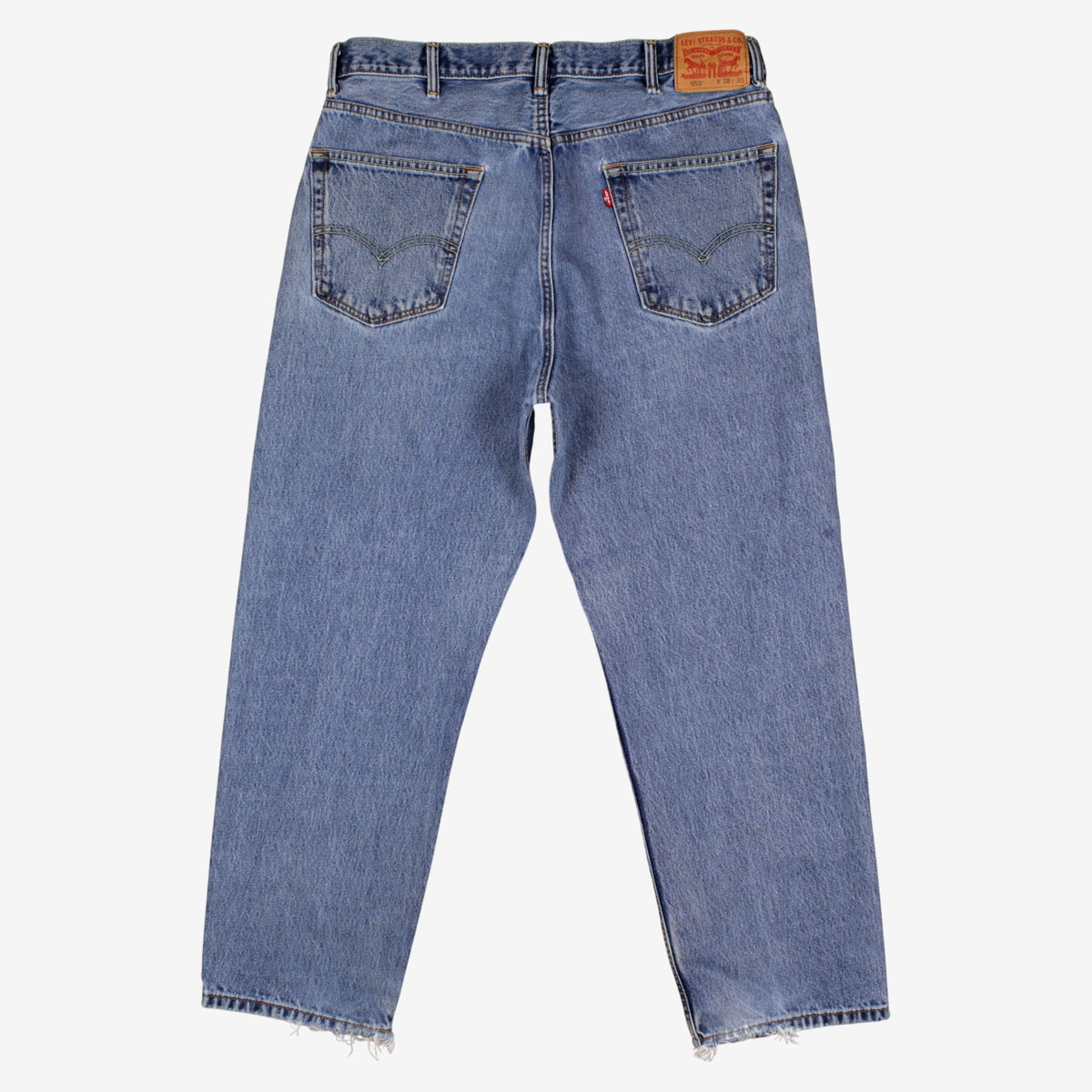 Levis 550 Jeans 38x30 Blue Relaxed Taper Faded Medium Stonewash Zip Denim