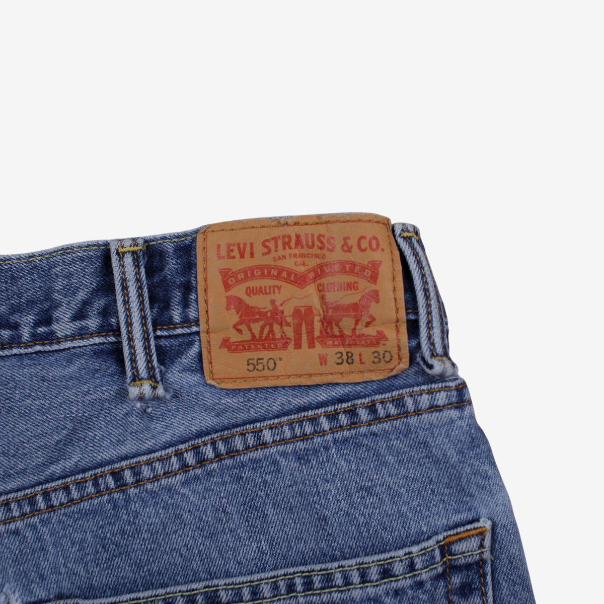 Levis 550 Jeans 38x30 Blue Relaxed Taper Faded Medium Stonewash Zip Denim