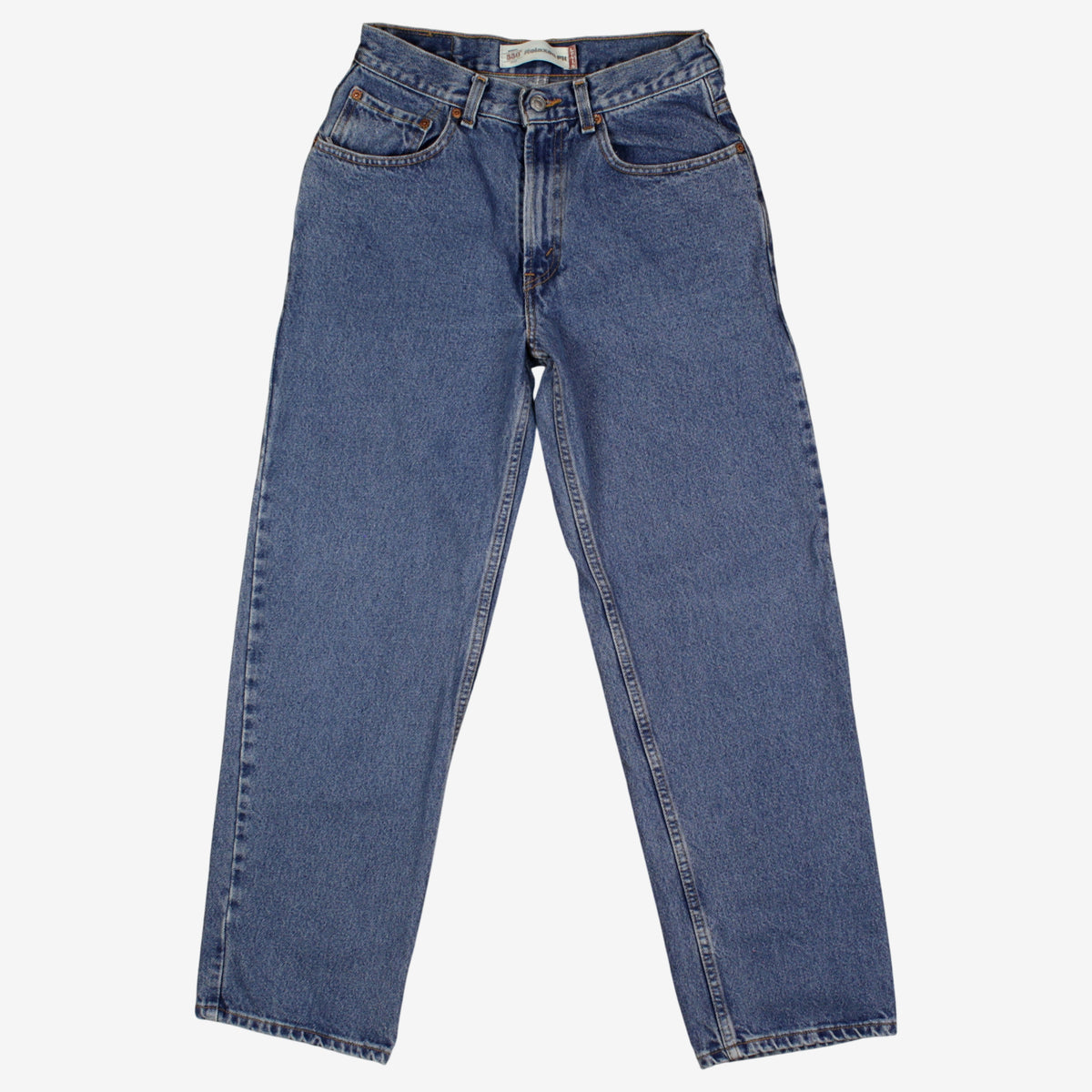 Levis 550 Jeans 28x30 Blue Relaxed Taper Faded Mid Rise Zip Red Tab Denim