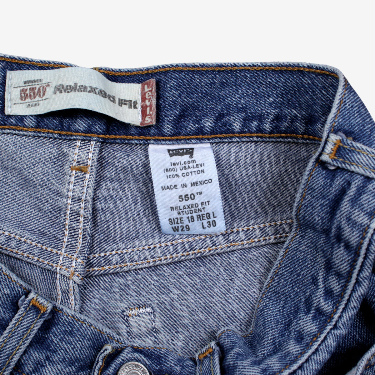 Levis 550 Jeans 28x30 Blue Relaxed Taper Faded Mid Rise Zip Red Tab Denim