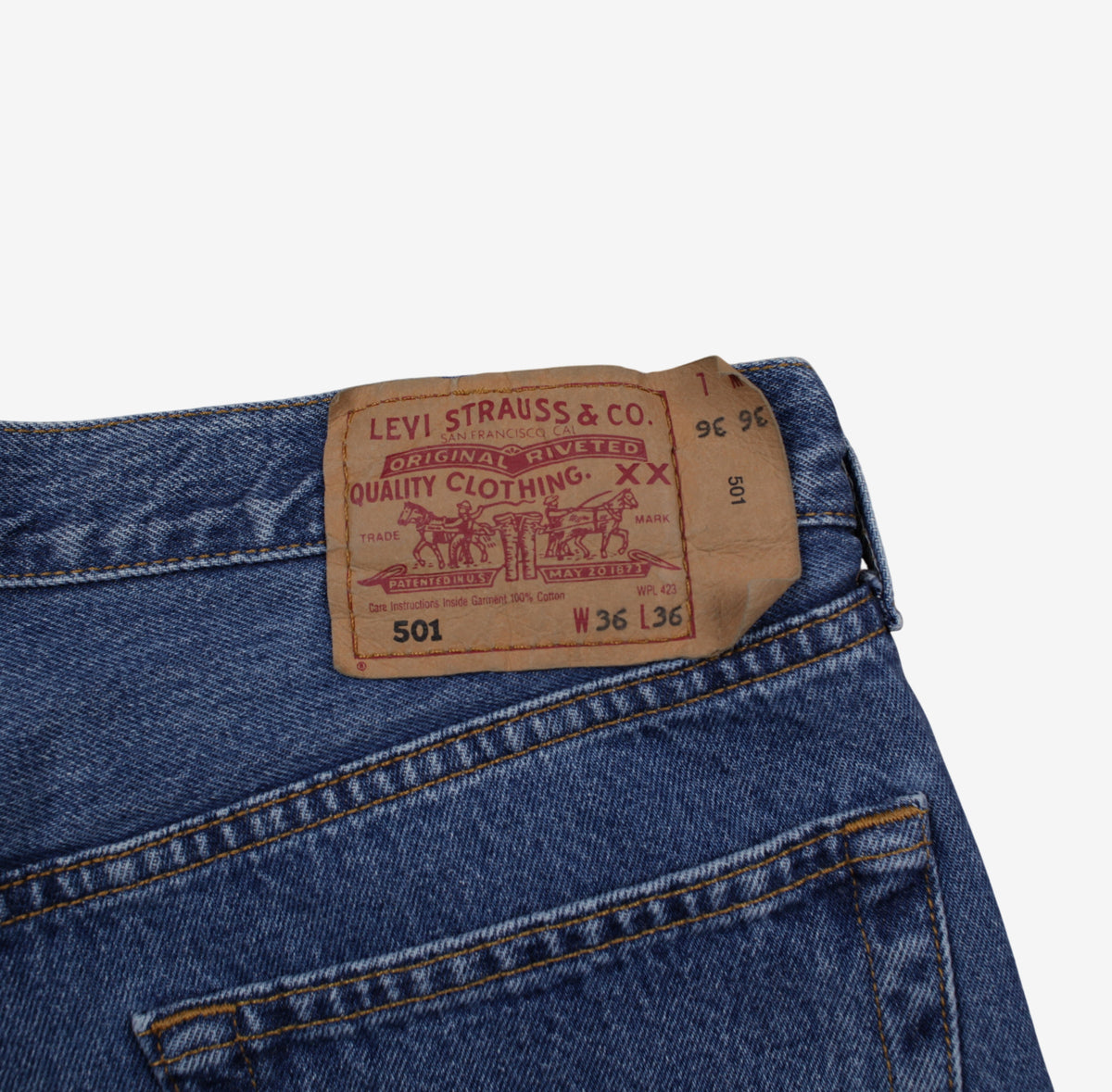 Levis 501 Jeans 35x36 Blue Regular Straight Faded Stonewash Made Denim