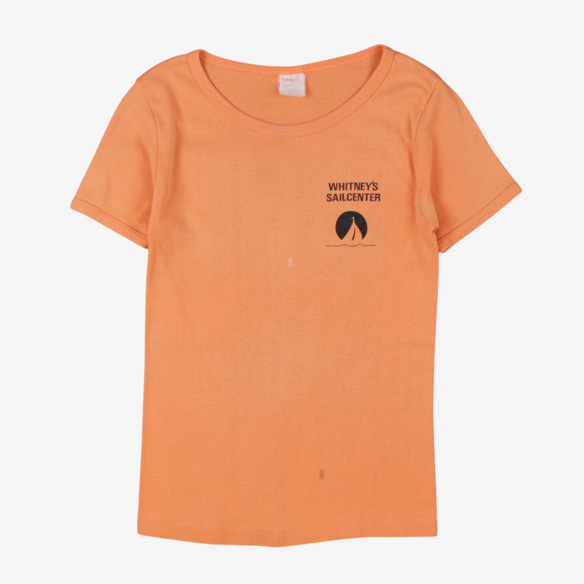 Vintage Stedman T-shirt S Womens 70s Orange Sailboat Graphic 50/50 Single Stitch