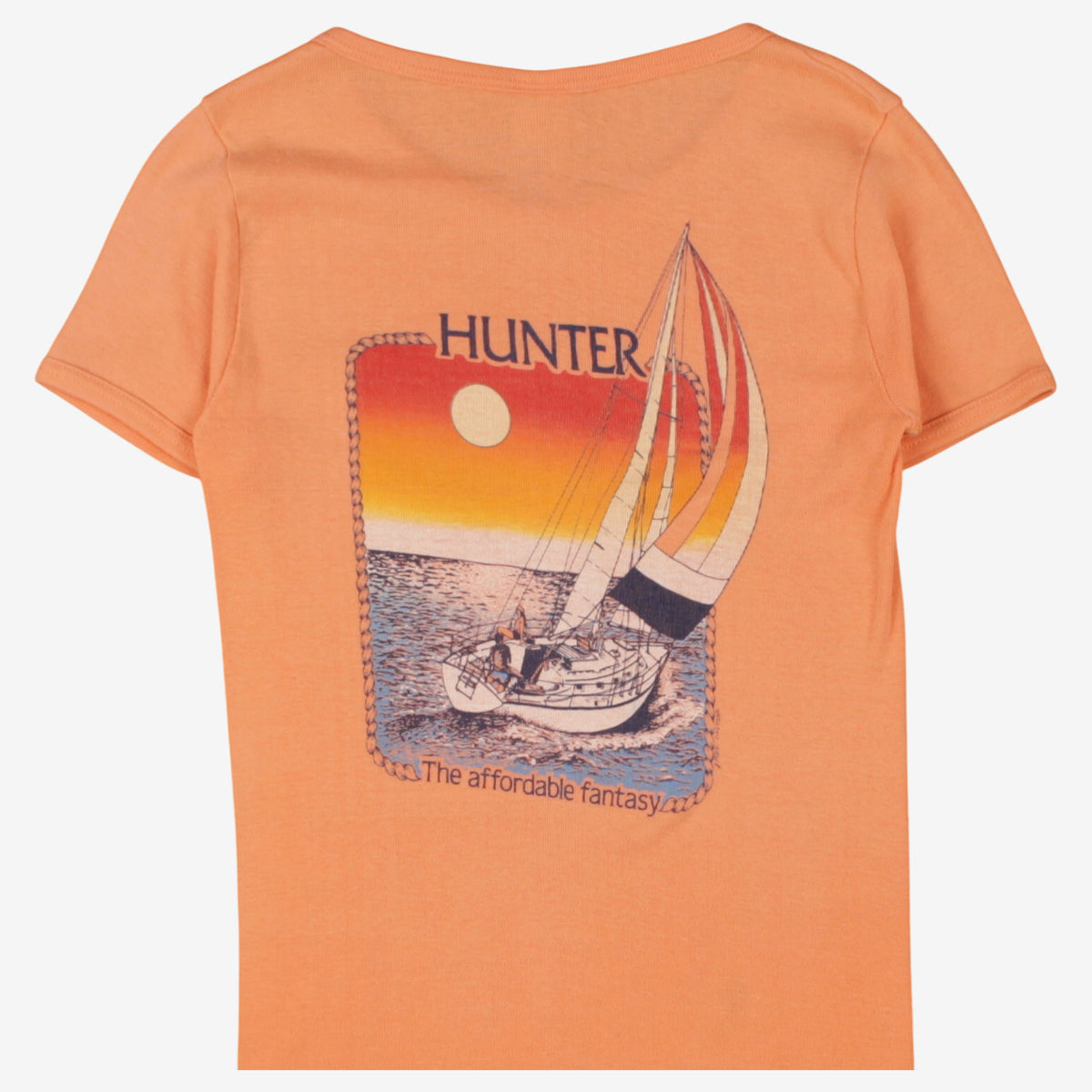 Vintage Stedman T-shirt S Womens 70s Orange Sailboat Graphic 50/50 Single Stitch