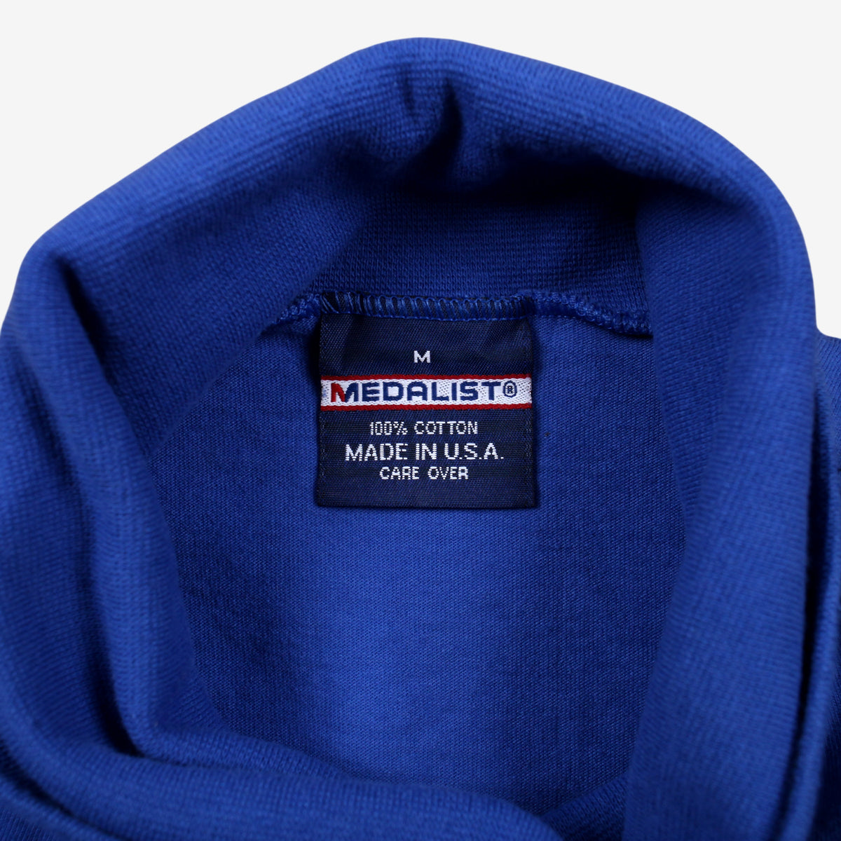 Vintage Medalist T-shirt M Mens 90s Turtleneck Blue Long Sleeve USA Made