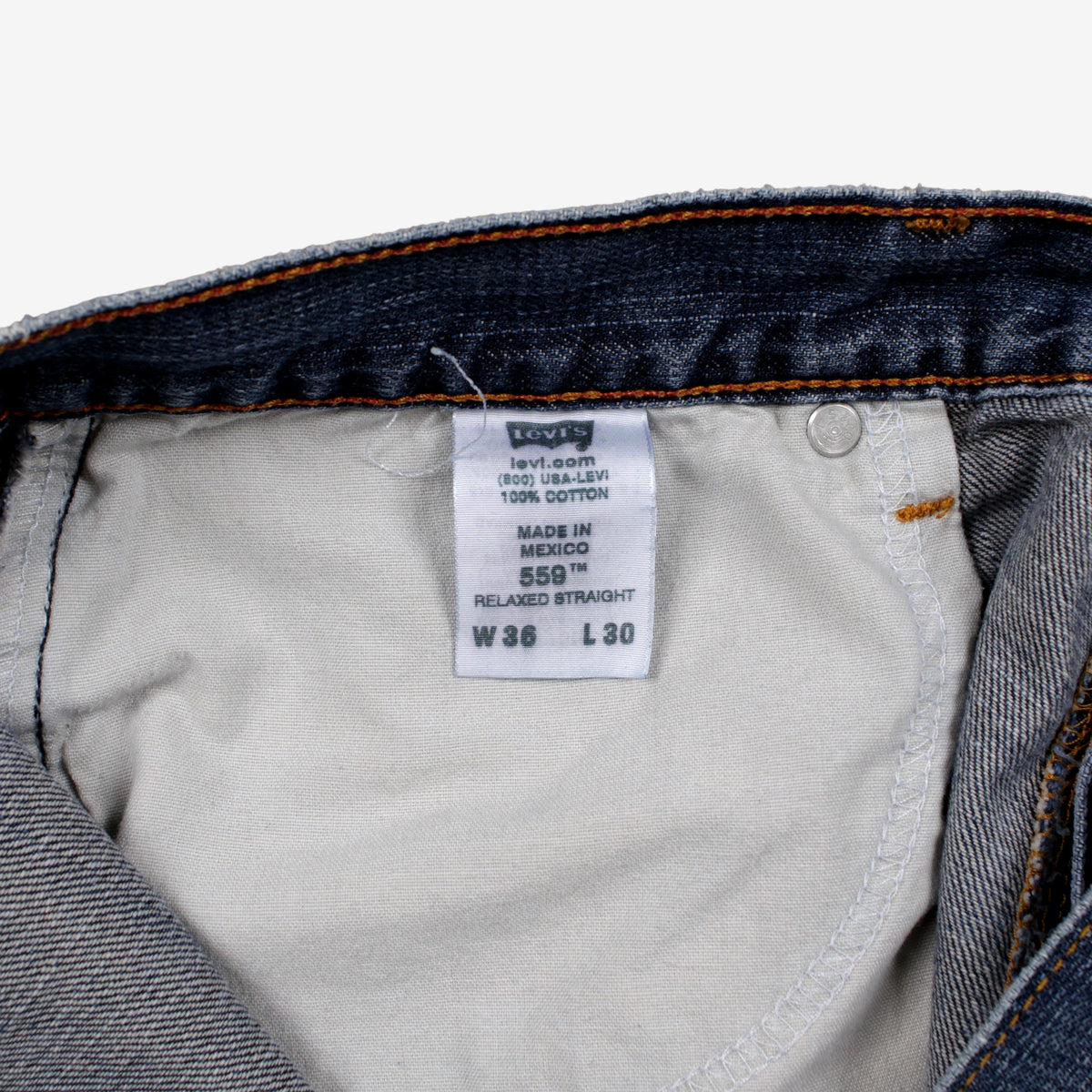 Levis 559 Jeans 36x30 Blue Relaxed Straight Faded Medium Stonewash Denim