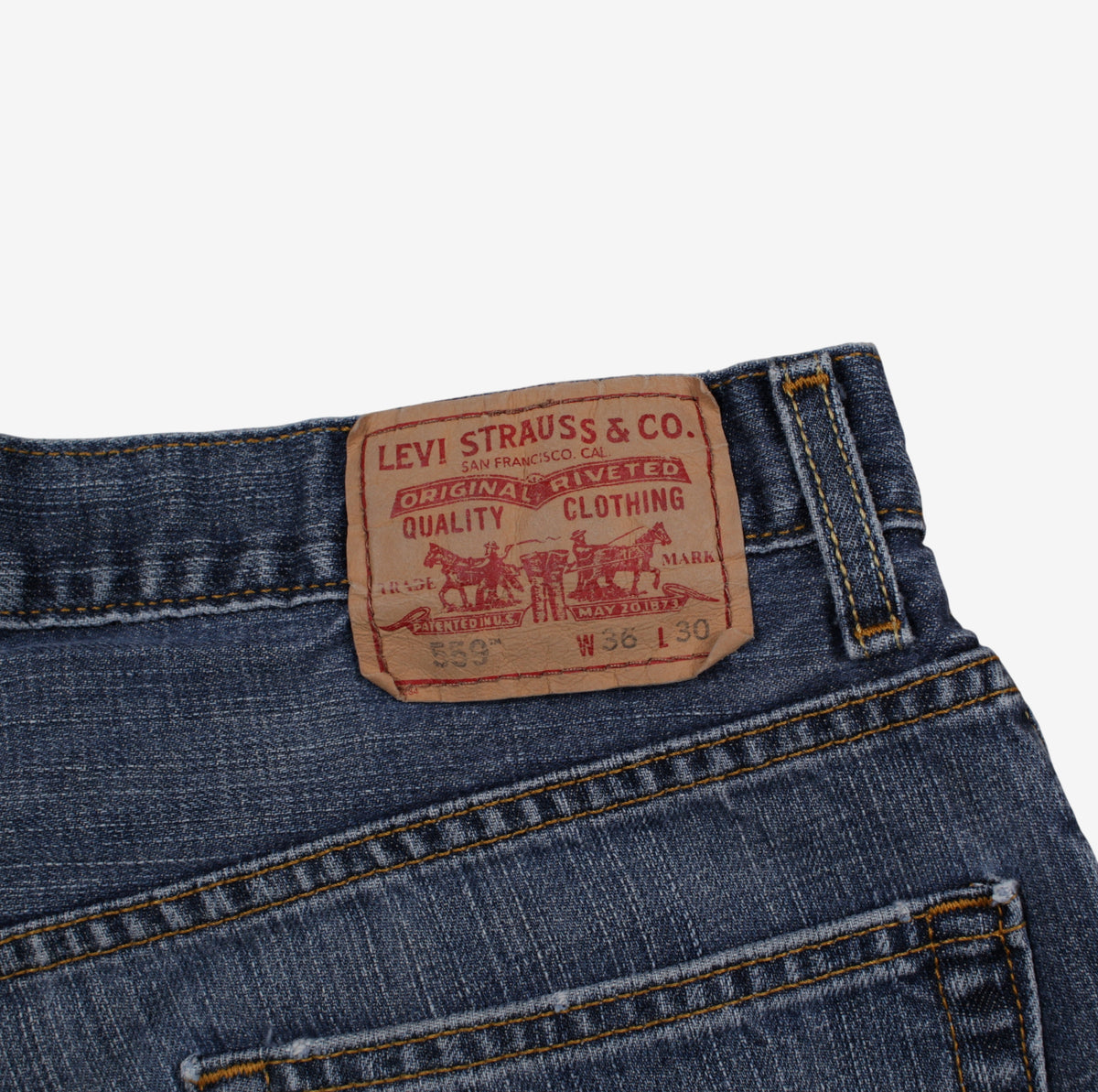 Levis 559 Jeans 36x30 Blue Relaxed Straight Faded Medium Stonewash Denim
