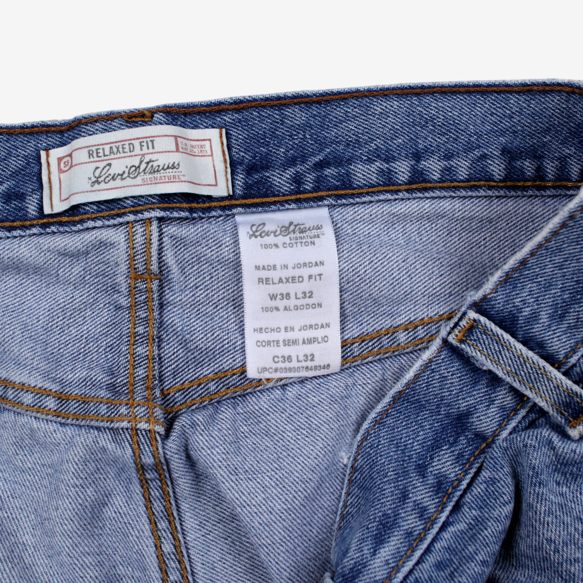 Levis Signature Jeans 36x32 Blue Strauss Relaxed Faded Stonewash Denim
