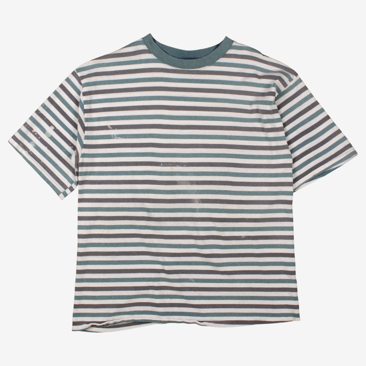 Vintage Bale Dyed Originals T-shirt L Mens 90s White Striped USA Single Stitch