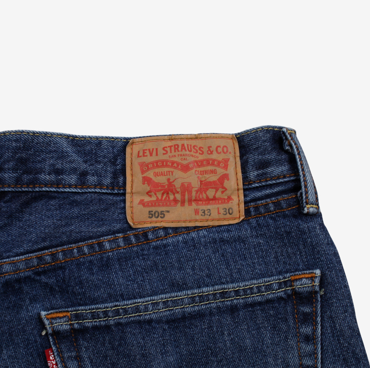 Levis 505 Jeans 33x30 Blue Regular Straight Faded Stonewash Red Tab Denim