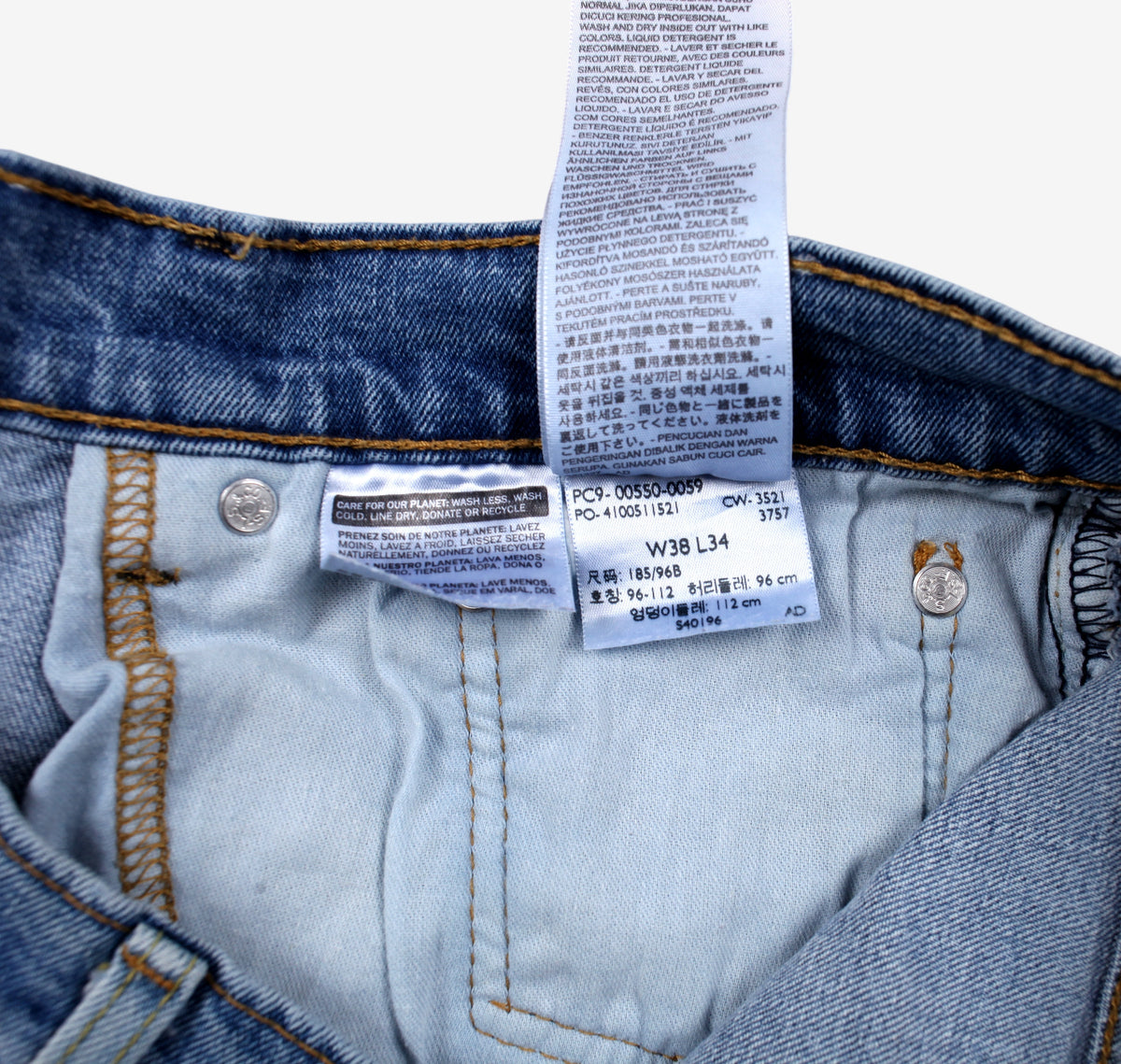 Levis 550 Jeans 38x34 Blue Relaxed Taper Faded Medium Stonewash Denim