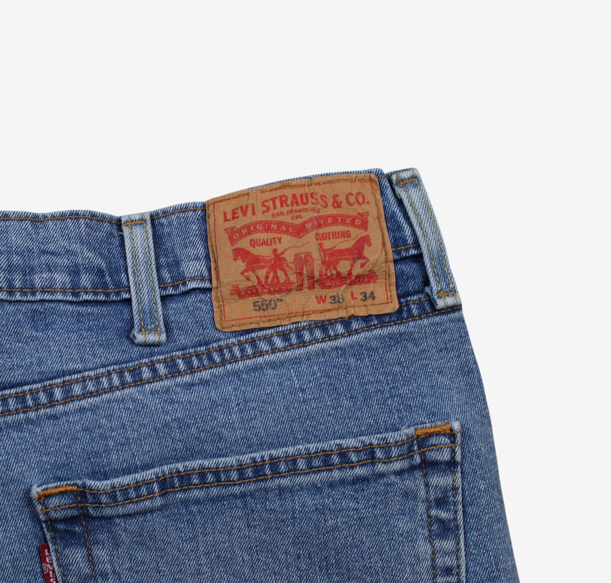 Levis 550 Jeans 38x34 Blue Relaxed Taper Faded Medium Stonewash Denim