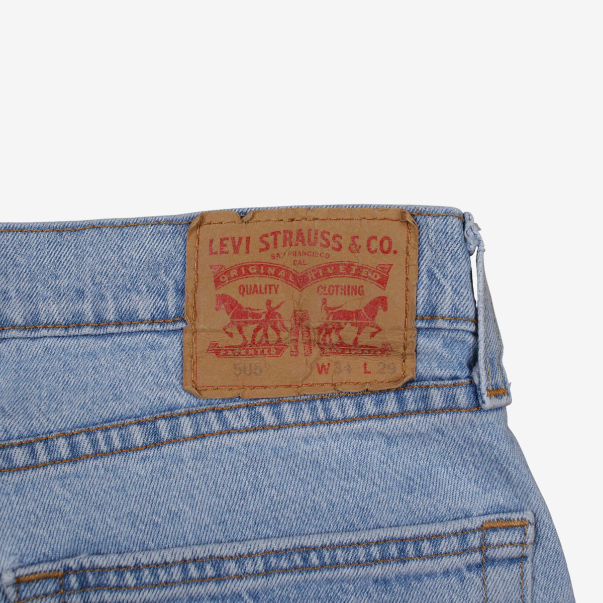 Levis 505 Jeans 34x29 Blue Regular Straight Faded Light Stonewash Zip Denim