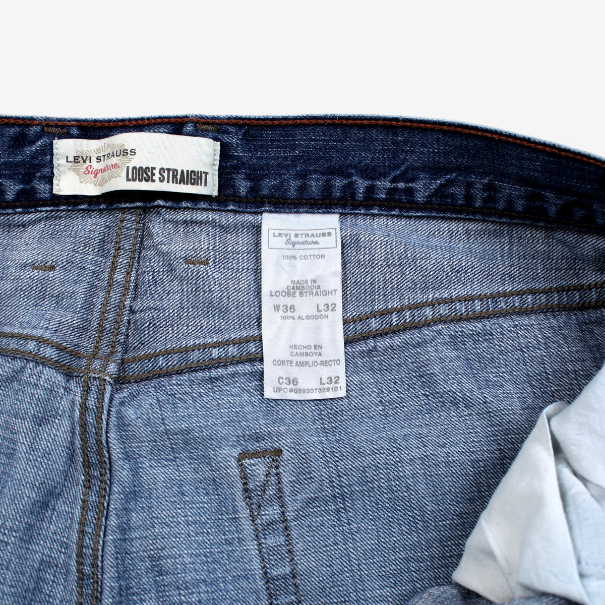 Levis Signature Jeans 36x30 Mens Faded Blue Loose Straight Denim