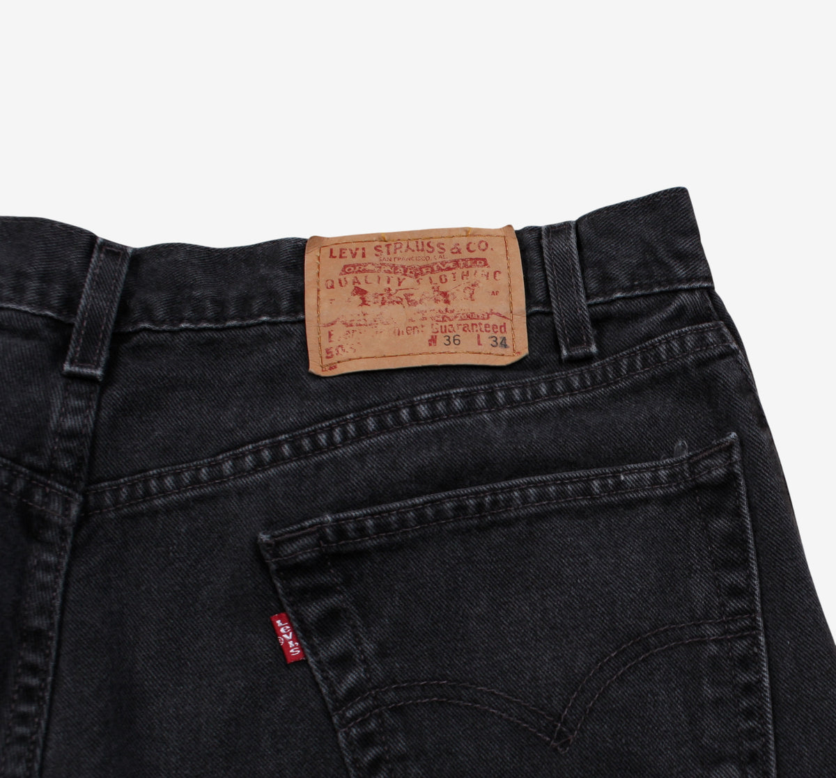 Vintage Levis 505 Jeans 36x31 90s Faded Black Straight Stonewash Denim