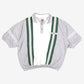 L D Sports International Polo Shirt M Mens Grey Sports Striped Pocket