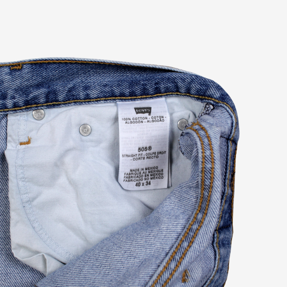 Levis 505 Jeans 40x34 Blue Regular Straight Faded Light Stonewash Zip Denim