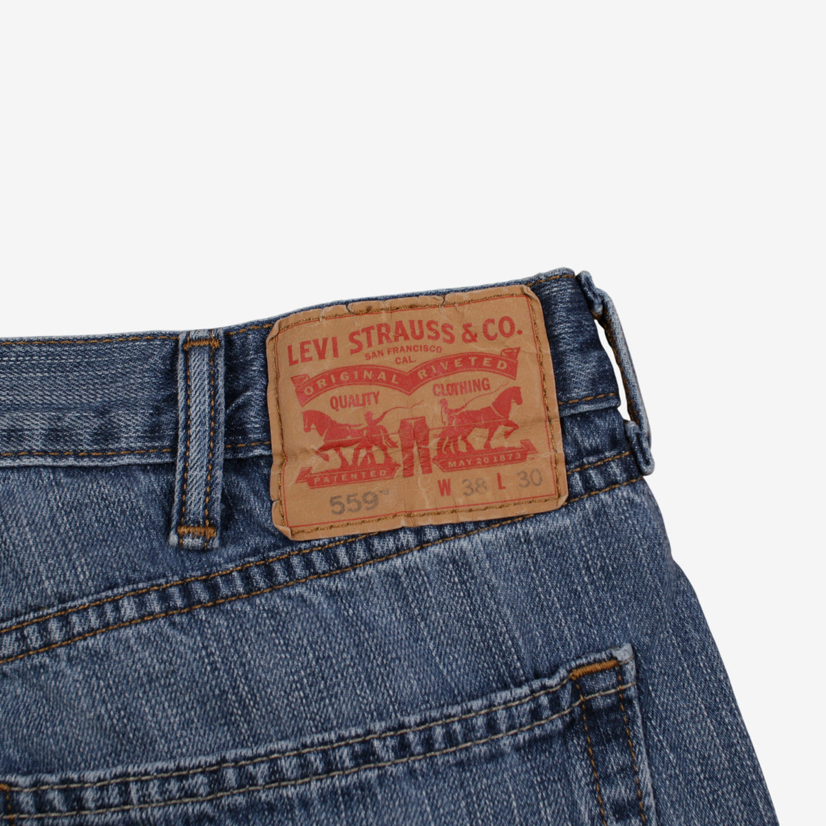 Levis 559 Jeans 38x30 Blue Relaxed Straight Stonewash Red Tab Made Denim