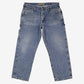 Lee Jeans 38x30 Blue Dungarees Carpenter Faded Stonewash Zip Fly Workwear Denim